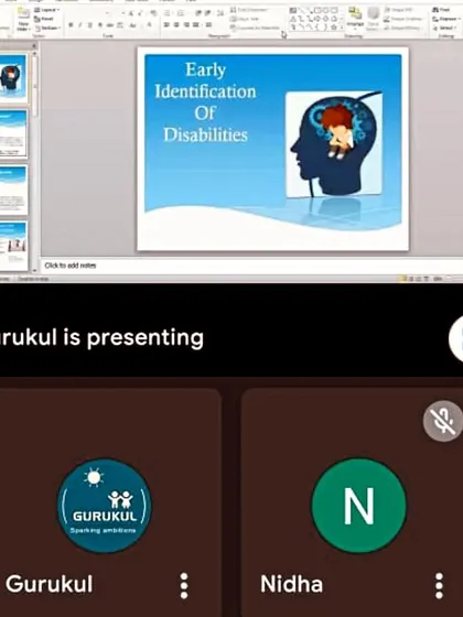 We are committed to professional development. This screenshot shows our team participating in an online presentation about the early identification of disabilities, ensuring we provide the best and most informed care.