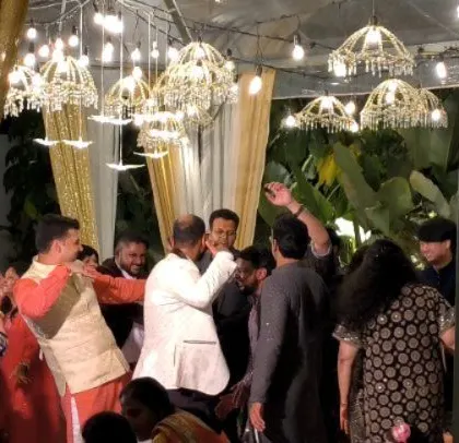 Guests enjoying the party at the two-states wedding.
