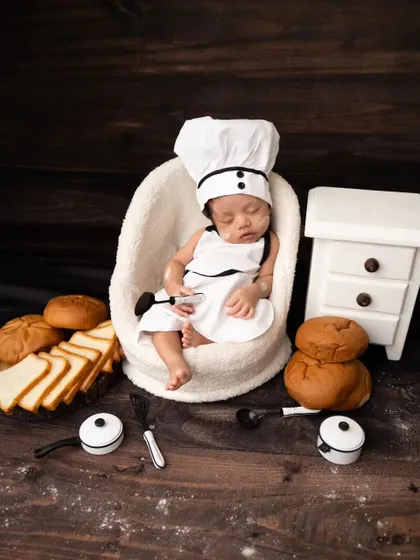 Our little chef is hard at work, even in his sleep! This adorable setup is perfect for families who love to cook and bake.