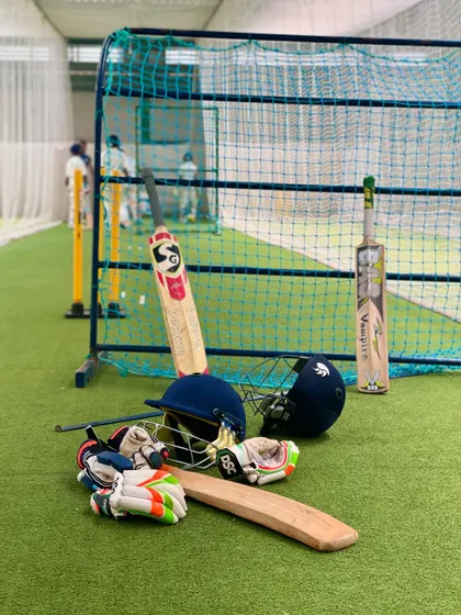 The tools of the trade after a long day of hard work. Our indoor facility is equipped for every aspect of training, from batting and bowling to fielding drills.
