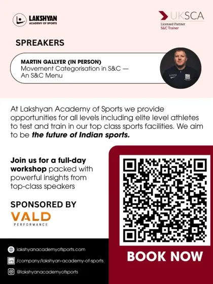 This promotional graphic for our 2025 conference features speaker Martin Gallyer and a QR code for easy registration, inviting coaches to book their spot.