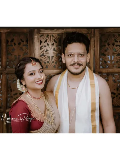 The happy couple, Ashwini and her husband, looking perfect together.