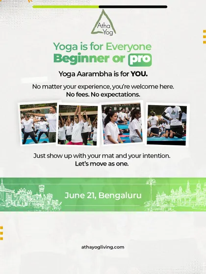 Whether you are a beginner or a pro, Yoga Aarambha is for you. There are no fees and no expectations. Just show up with your mat and your intention.