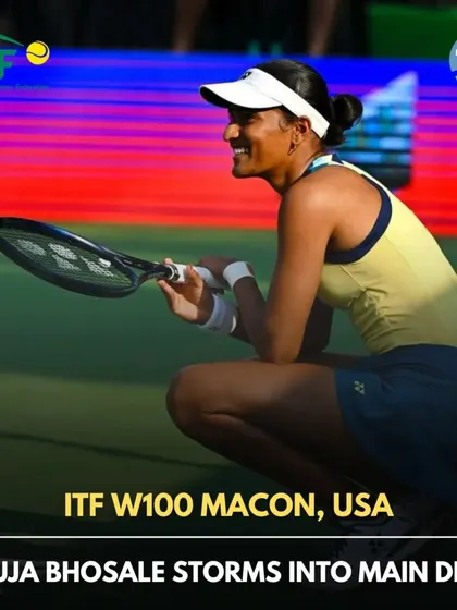 A moment of triumph for our athlete Rutuja Bhosale as she qualifies for the main draw at the ITF W100 tournament in Macon, USA, after a tough come-from-behind victory.