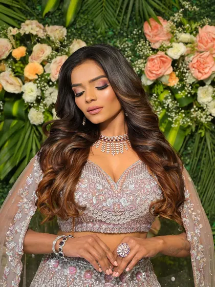 A lilac goddess. We love creating these dreamy, color-coordinated looks that are both trendy and timelessly beautiful.