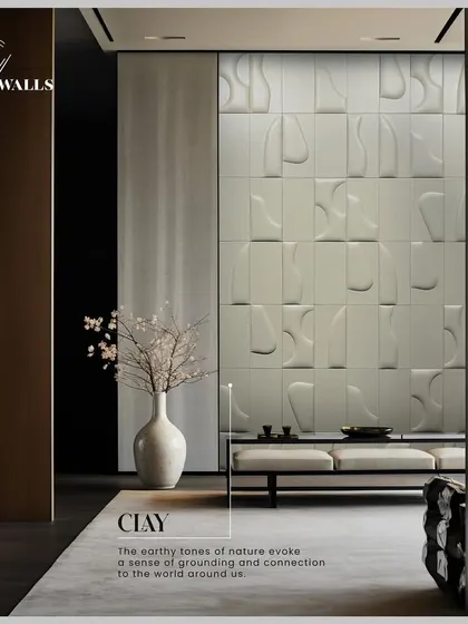 The 'Clay' panel evokes a sense of grounding and connection. The earthy tones and soft, flowing 3D shapes create a minimalist design that showcases luxury in every inch.
