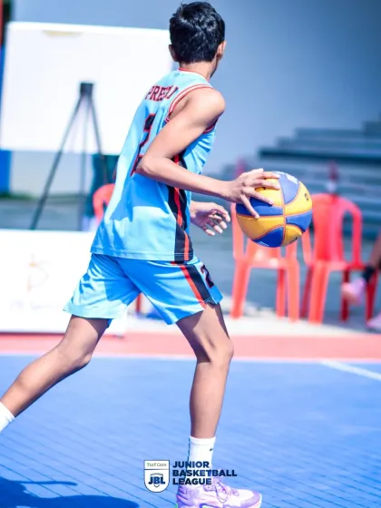 A player scans the court, protecting the ball while planning his next move. My coaching emphasizes court vision and smart decision-making.