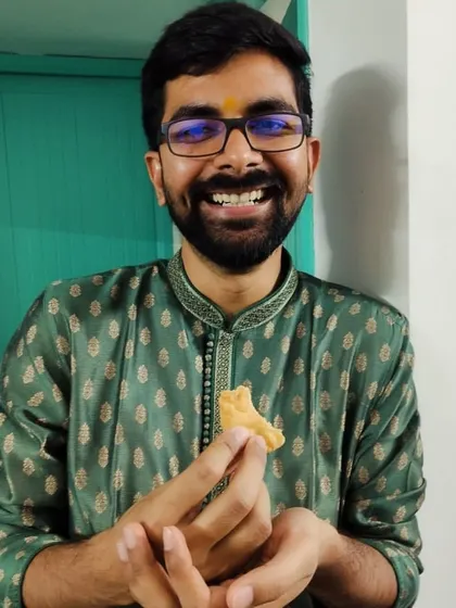 A guest at our Diwali party. The joy on his face is a testament to the warm and inclusive atmosphere we strive to create.
