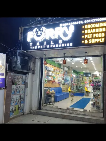 Welcome to FurryTails, your pet's paradise in Noida. Our well-lit and inviting storefront shows our commitment to providing a professional and trustworthy environment for all your pet's needs, from grooming to boarding.