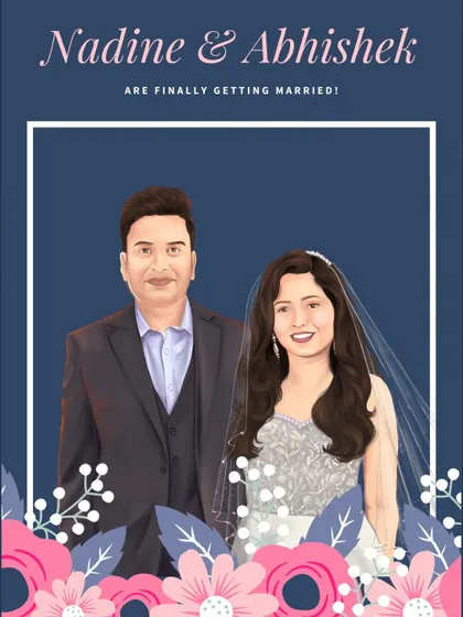 A beautiful Christian wedding invitation design. I focused on a clean, elegant look with floral accents to highlight the couple's portrait.
