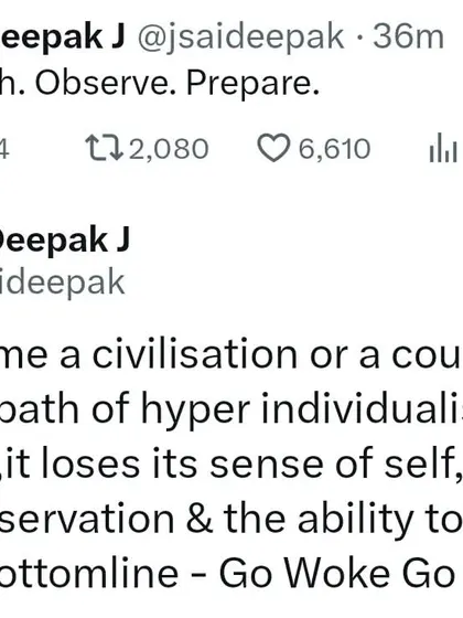 A short, powerful thesis: "Go Woke Go Extinct." I argue that hyper-individualism and hyper-liberalism erode a civilization's sense of self-preservation.