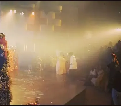 A view from the wings, as my team and I stand before a full house. This image captures the scale and emotion of our production, a night where we truly brought Rajasthan to the stage.