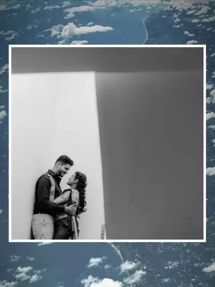 A minimalist and artistic black and white composition. The creative framing with the sky border makes this a unique and modern piece of art.