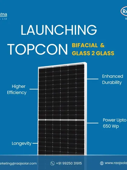 We are launching our latest TOPCon Bifacial and Glass-to-Glass modules, designed for enhanced durability and longevity. These panels will offer power up to 650 Wp, setting a new standard for high-efficiency solar.