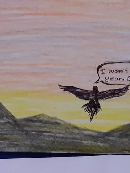 A participant's drawing capturing a key moment from a story. This exercise is part of my story pedagogy, helping teachers connect narrative to other forms of creative expression.