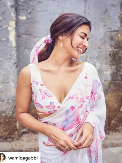 A beautiful smiling shot of Wamiqa Gabbi in my butterfly earrings.