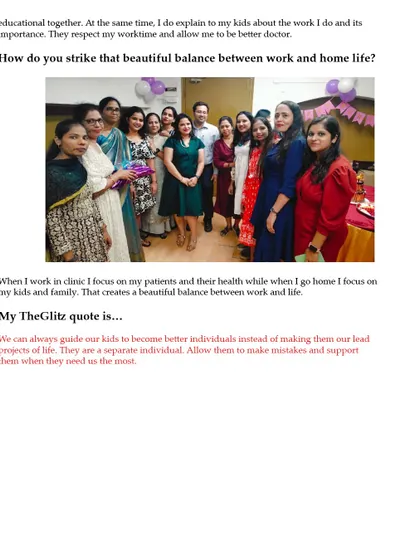 In this final excerpt from The Glitz feature, I share my quote on guiding our children to become better individuals and how I strike a balance between my work at the clinic and my life at home.