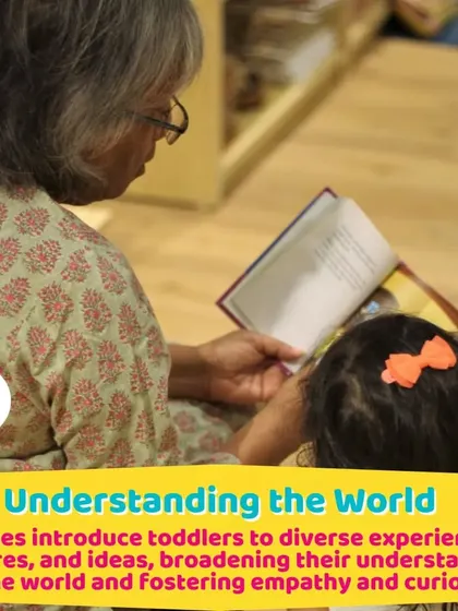Another beautiful moment of shared reading. Stories help toddlers understand the world around them.