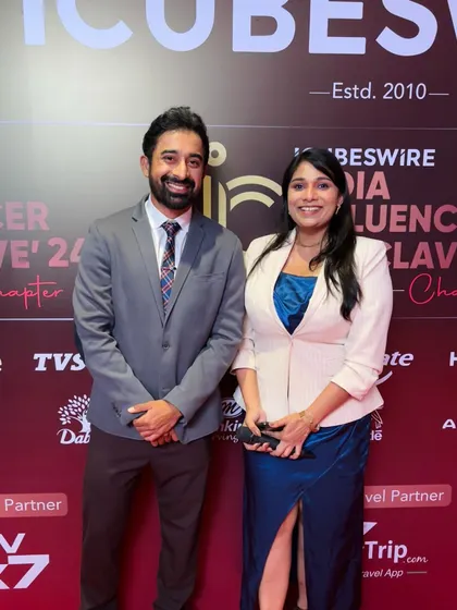 With Rannvijay Singha at the India Influencer Conclave. I enjoy connecting with influential personalities and bringing their stories and insights to the audience.