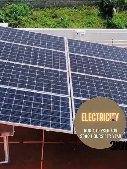 A 3kW system generates enough power to run an energy-intensive appliance like a geyser for 2000 hours per year, completely free of cost.