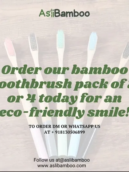 A simple call to action to order a pack of our bamboo toothbrushes. This graphic emphasizes how easy it is to make an eco-friendly choice for a brighter, more sustainable smile.