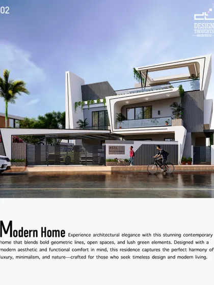 This modern contemporary duplex in Bhubaneswar was designed for a corner plot, featuring bold slant walls and clean lines. The 2500 sq. ft. villa is a fusion of luxury and innovation, planned to be fully Vastu-compliant while offering a striking aesthetic.