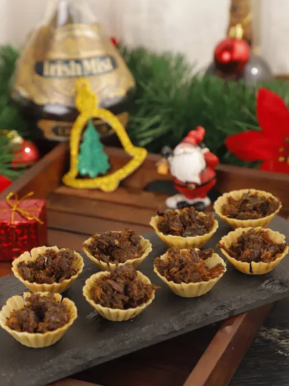 Another party favorite: our Angamaly Pork served in delicate canapé cups. This bite-sized version of the classic dish is perfect for festive gatherings and celebrations.