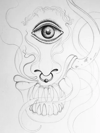 A duplicate of the initial sketch for the self-portrait.