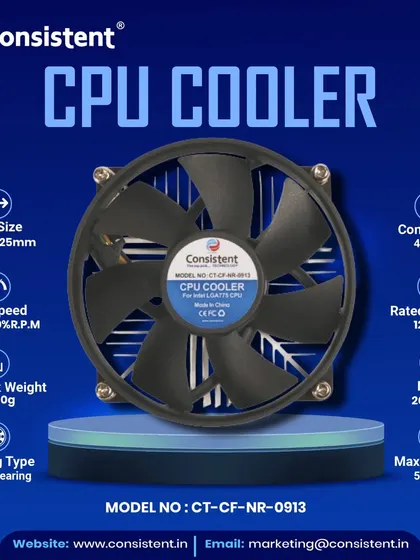 Keep your CPU temperatures in check with our reliable CPU cooler. It operates at a quiet 20dB(A) while providing a max airflow of 53 CFM, ensuring your processor performs at its best without overheating.