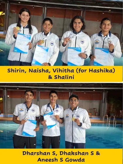 Our men's and women's 4x200m Freestyle relay champions.