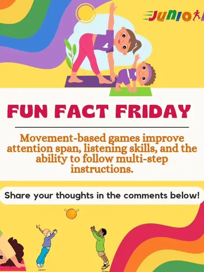 Fun Fact Friday! Movement-based games are incredible for improving attention span, listening skills, and the ability to follow instructions. Our sessions are packed with games that make learning fun.