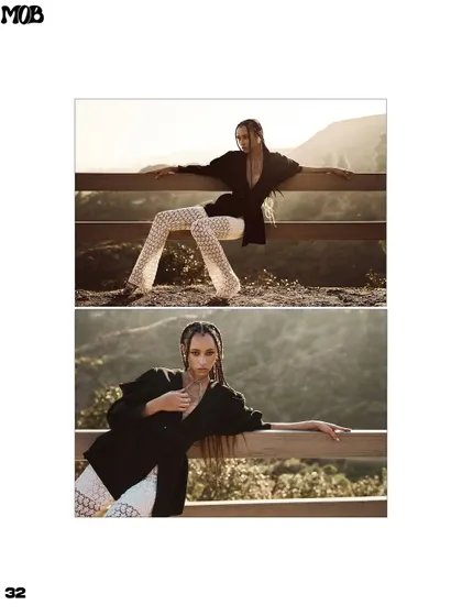 A diptych from the MOB Journal shoot in Los Angeles, showing different angles of the same look.