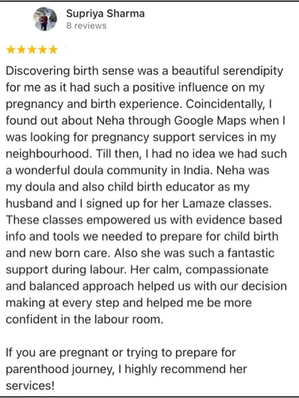 A client shares how my classes and doula support empowered her with evidence based info and a calm, compassionate approach for decision making in the labor room.