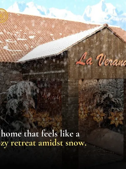 A cozy retreat amidst the snow. This image of "La Veranda" showcases our ability to create inviting atmospheres in any setting.
