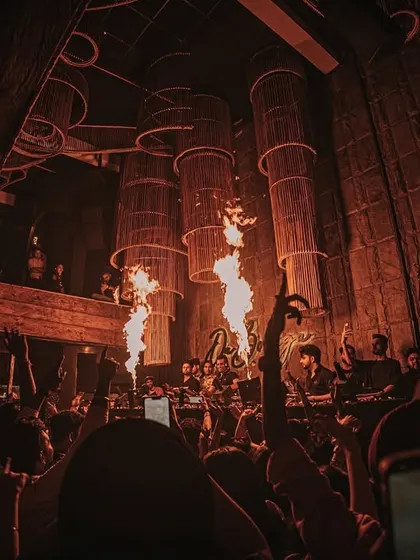 Fire cannons erupting during my set at Da Bodega. These effects are perfect for emphasizing the biggest moments in a set and creating a memorable spectacle.