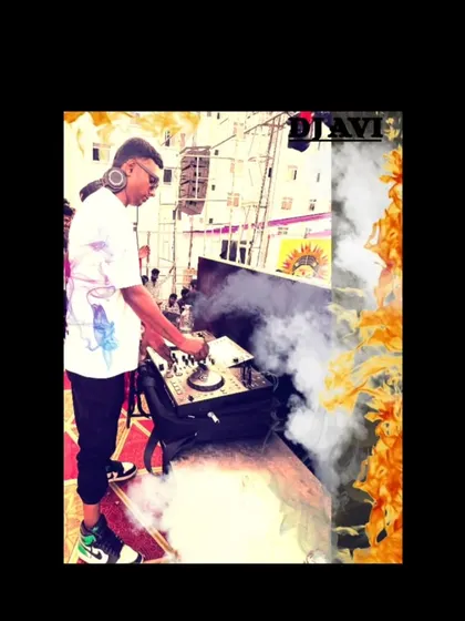 An artistic shot of me mixing at an outdoor event, surrounded by smoke. It's all about drifting with good vibes.