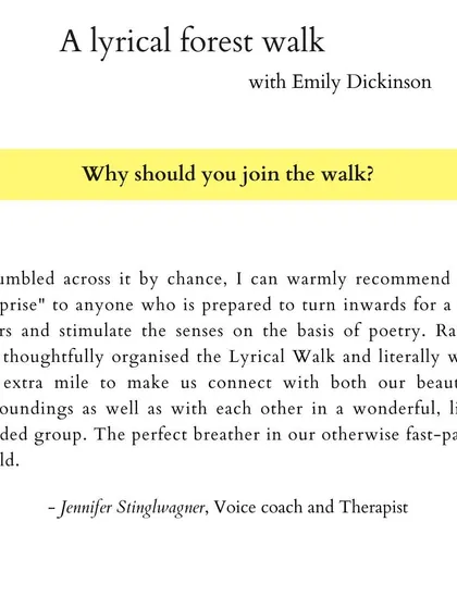 These are more reflections from people who have joined my walks. Their words speak to the soul-nourishing, meditative, and connecting power of blending poetry with nature. I am so grateful for their willingness to share their experiences.