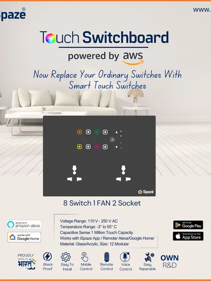This 12-module variant with 8 switches, 1 fan, and 2 sockets is one of my most comprehensive offerings, providing complete control for any large room.