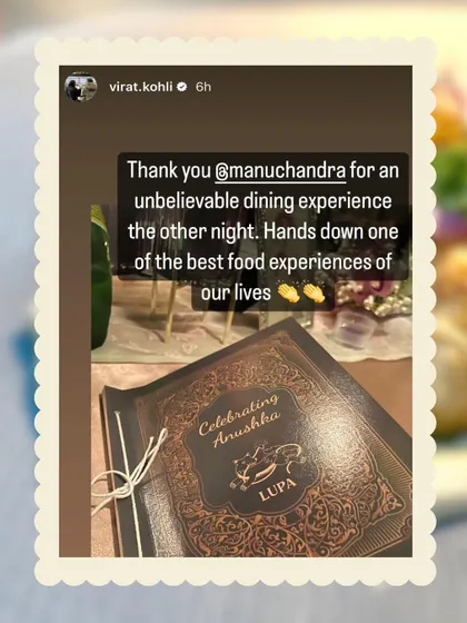 A heartfelt thank you from Virat Kohli for the "unbelievable dining experience" I curated for Anushka Sharma's birthday. This is the kind of feedback that makes it all worthwhile.