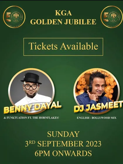 The official event poster for the KGA Golden Jubilee, where I performed alongside superstar Benny Dayal.