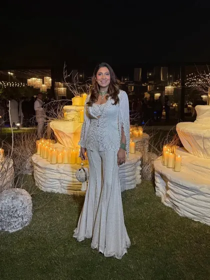 My co-founder looking like an absolute vision in our ivory cape sharara set, a perfect blend of tradition and modernity for the festive season.