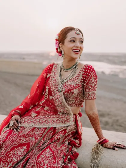 A joyful, laughing portrait of the bride, her genuine happiness shining through.