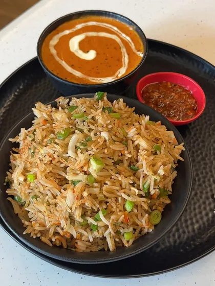 Our unique Bamboo Rice, served with a creamy gravy and schezwan chutney. This dish is an example of how we innovate within popular cuisines to offer something new to our customers.
