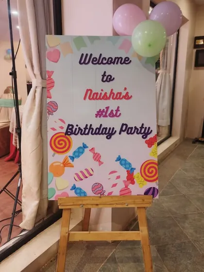 Another welcome sign for a 'Candyland' first birthday party.