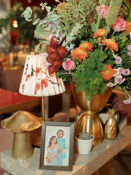 Personal touches are everything. We decorated the Mehendi venue with framed photos of the couple, telling their story throughout the space.