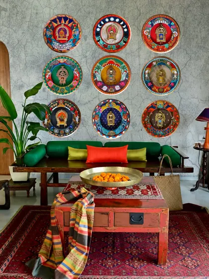 This is the culmination of a deeply personal commission: a complete set of nine Navagraha frames. Each of the nine frames is hand-painted on a restored vintage clock frame, interpreting the iconography of the nine celestial bodies of Vedic astrology. This project represents the heart of my work, merging art, history, and spiritual storytelling.