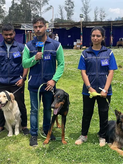 Our team members being interviewed at the Ooty Dog Show.