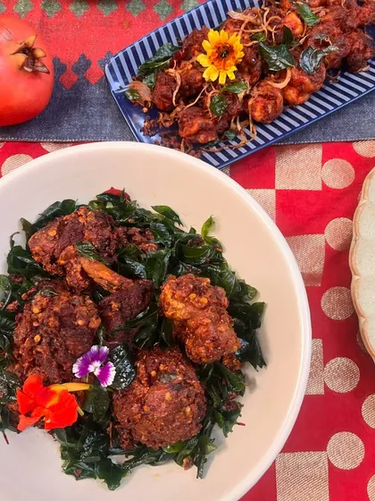 Two of our star starters for Christmas Eve: a fiery chicken fry and a crispy prawn dish. These bold, flavorful bites are perfect for getting the party started.