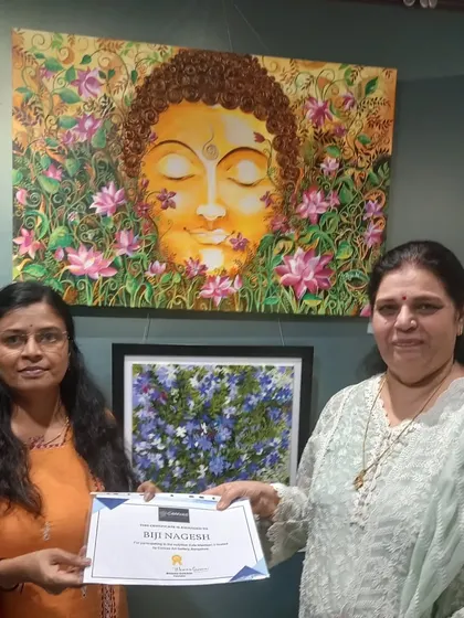 Moments from the "Mandhan 3" exhibition at Canvas Art Gallery, where I also did a live painting demonstration.