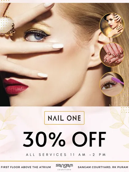 A duplicate of our 30% off promotional graphic for our new Sangam Courtyard salon. We want to make sure everyone hears about our great opening offers.